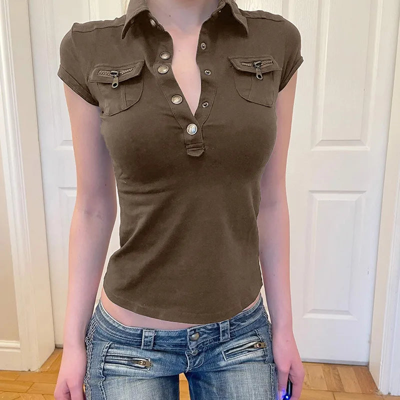 Repickset Ruched Polo Crop Top V2 Everyday Edge